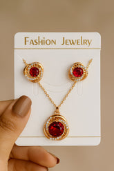 Zircon Locket Set-91 (Maroon)